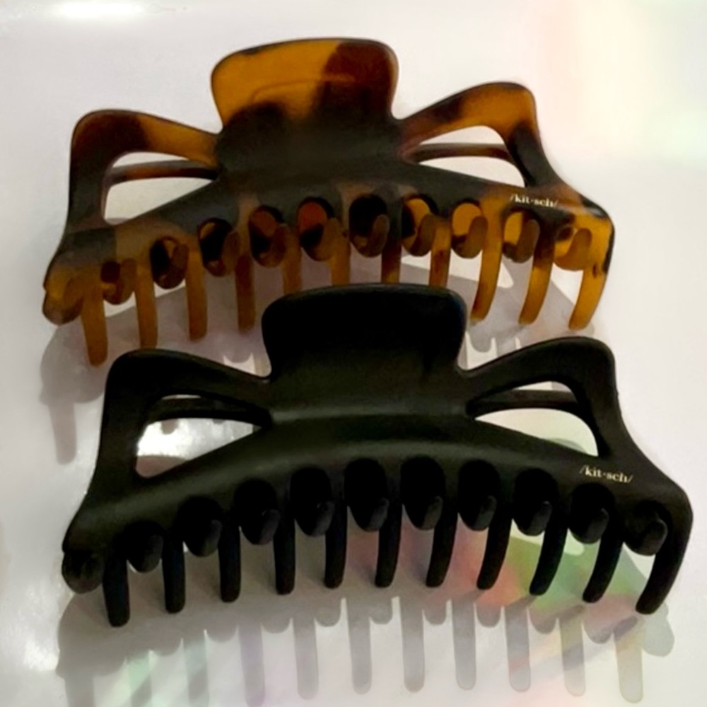 Kitsch Tortoise and Black Hair Claw Clips set of 2